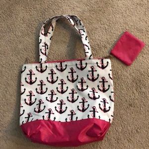 Wet/ Dry tote W zippered pouch,  Anchor Print NWOT